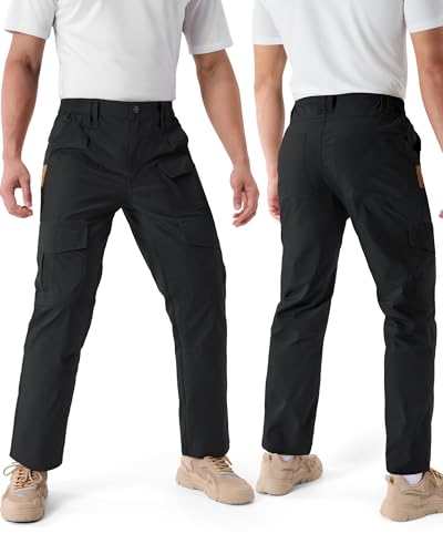 Men's Tactical Cargo Pants Ripstop Work Pants 10 Pockets - 32W x 30L Black