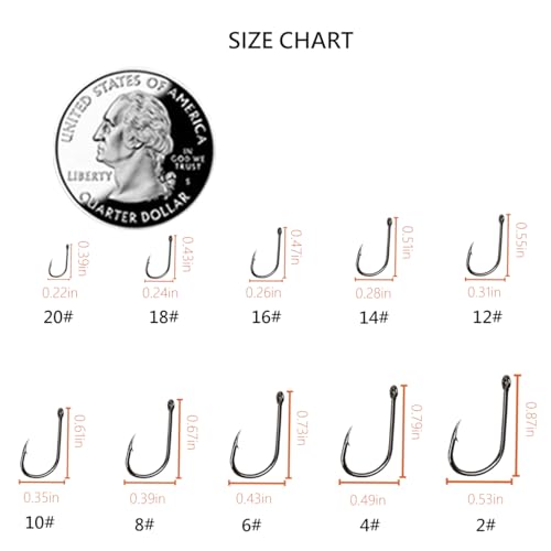 Black 1000pcs Small Fishing Hooks Set for Freshwater Fishing - Multiple Sizes