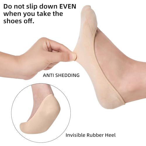 No Show Socks Women 12 Pairs Ultra Low Cut Invisible Non Slip Socks - Black, Nude, White, Grey Variation 9-11