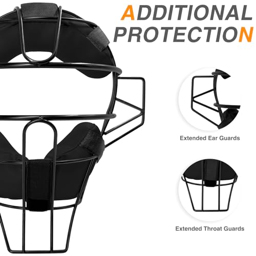 Baseball Catcher Mask Umpire Mask Full-Face Protection - Black