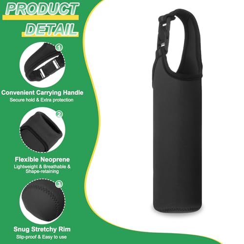 Neoprene Water Bottle Sleeves 2 Pack with Handle - Black/Dark Red