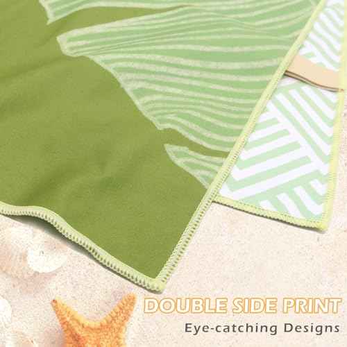 Eunzel Microfiber Beach Towel, Quick Dry Travel Towel Large Sand Free Towel for Beach, Camping, Swim Pool, Gym, Sports& Yoga 71"x32", Palm Green
