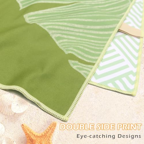 Eunzel Microfiber Beach Towel 71x32 Inches, Sand-Free, Quick Dry, Large Travel & Pool Towel - Palm Green