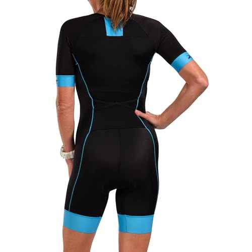 Zoot Women¡¯s Core Tri Aero Racesuit, Short Sleeve Triathlon Suit, Swim Bike Run Chamois Pad, Pockets, UPF 50+ Fabric