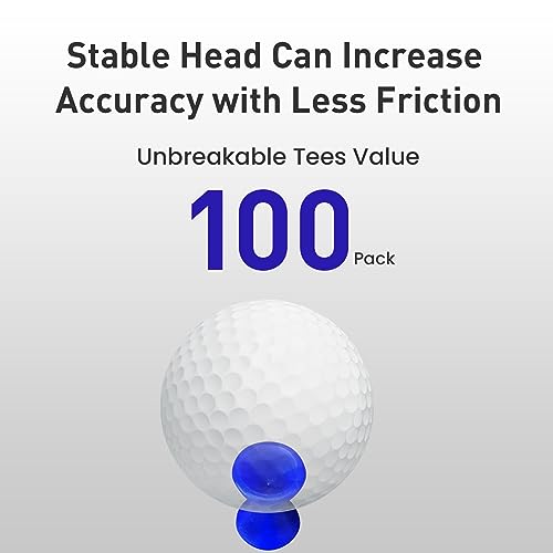Plastic Golf Castle Tees 1 1/2 Inch Blue - 100 Pack, Durable & Highly Visible