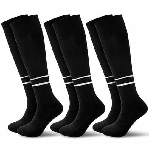 Large Soccer Referee Socks Set of 3 High Tube Foldable Cuff Sports Officiating Socks