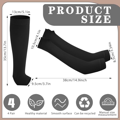 Zoooyawn 4 Pairs Elderly Leg and Arm Skin Protectors Leg Protectors for Thin Skin from Tears Bruise Abrasions(Beige and Black)