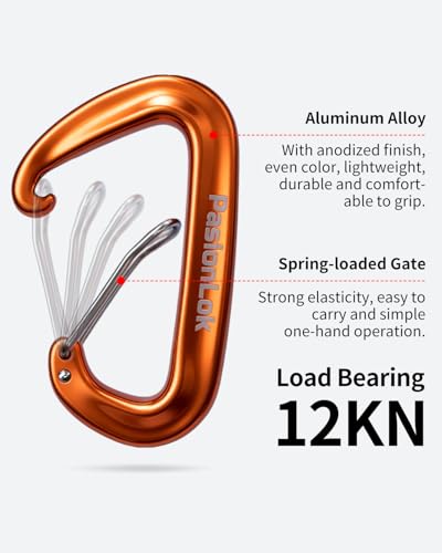 Orange Heavy Duty Aluminum Carabiner Clips 12KN Bulk 4 Pack for Keys & Outdoor Use