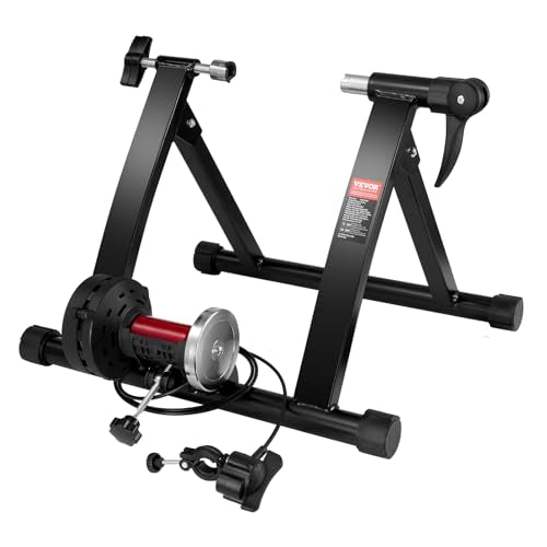 VEVOR Bike Trainer Stand, 26-29 in Wheel, 6-Level Adjustable Bike Trainer with Carbon Steel & Fluid Elastic Roller, Professional Bicycle Trainer with Resistance Adjuster, Fit for Indoor & Outdoor