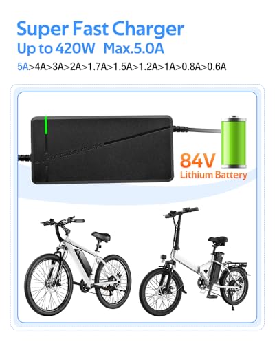 84V 5A Fast Lithium Battery Charger with Cooling System and XT90 Plug