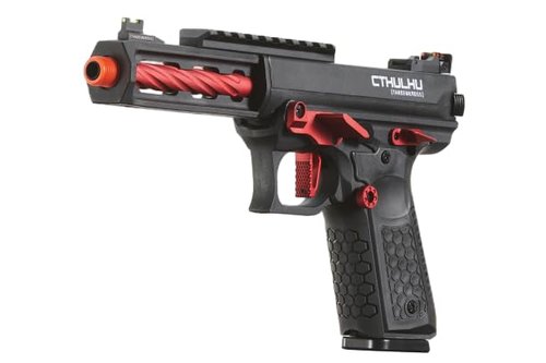 Lancer Tactical Polymer Lightweight Full Auto/Semi Gas Blowback Airsoft Pistol w/Red Dot Mount Plate (Tandemkross Cthulhu) (Black/Red)