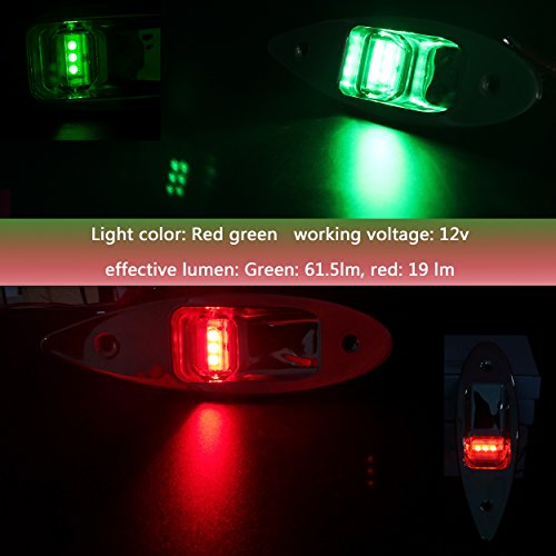 Boat Navigation Lights Red & Green LED Marine Bow Lights Waterproof 12V