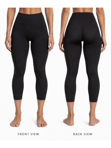 Sunzel Sustainable Butt Lifting Capri Leggings with Pockets - 21 Inch Inseam, Medium, Black