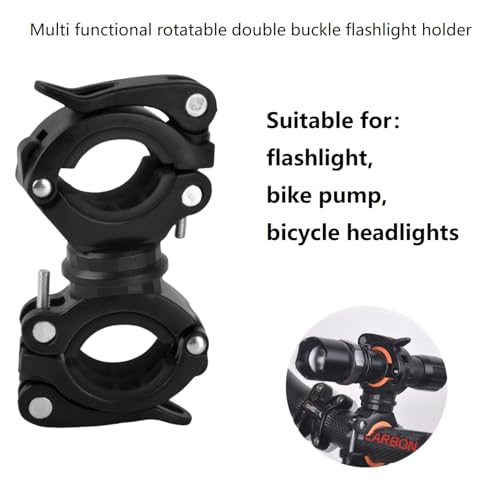 [2 Pack] Bicycle Flashlight Holder Mount, Adjustable Torch Clip for Cycling - Black