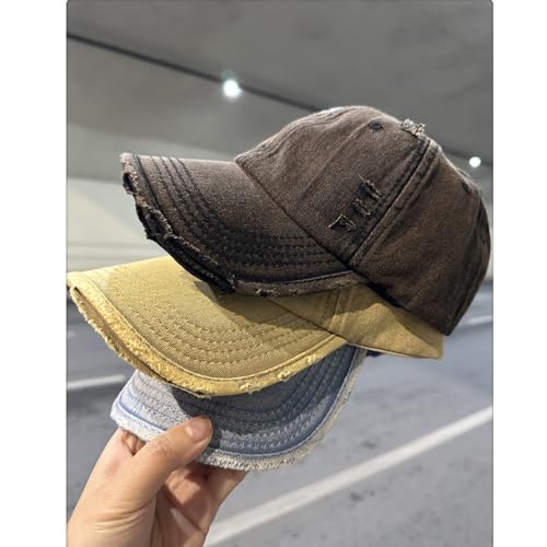 Washed Distressed Vintage Baseball Cap Unconstructed Cotton Dad Hat Trendy Trucker Hat for Womens Mens Headwear