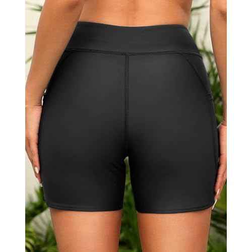 Daci Women High Waisted Swim Shorts - 5"/7" Bathing Suit Short with Pockets Liner Tummy Control Swimsuit Bottom Boy Shorts