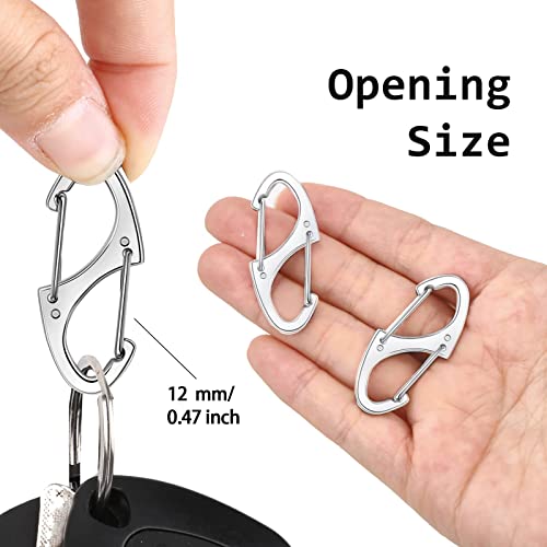Double Carabiner Keychain Set 1.6 Inch S-Shaped for Camping and Travel - Silver / 40 pcs