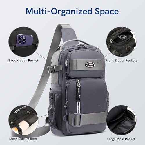 VGOAL Crossbody Bag Sling Bag for Men Sling Backpack Mini Backpack Daypack Crossbody for Travel Sport Running Hiking (KT0614W-G)