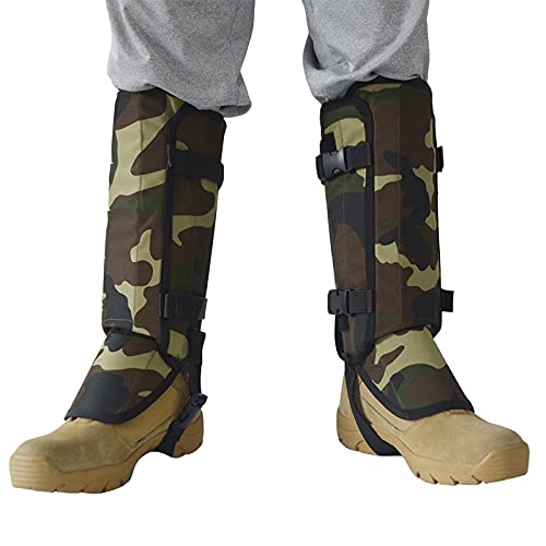 Ykyjch Snake Gaiters for Hunting Hiking Boots Waterproof Leg Protection Guards with Adjustable Buckle Fit Men Women Military Green Camouflage Snake Bite Resistant Leggings Chaps