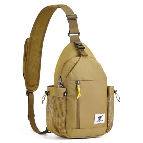 Khaki Anti-Theft Crossbody Sling Bag RFID Travel Shoulder Bag for Men & Women