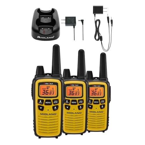 Midland LXT630X3VP3 FRS Walkie Talkies - Long Range 36-Channel Two-Way Radios, NOAA Weather Alerts (3-Pack, Yellow - Black)