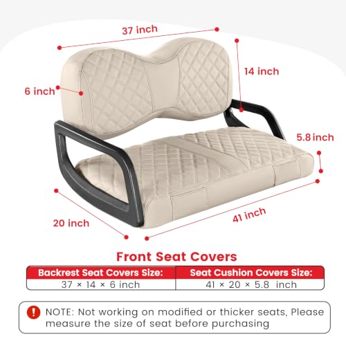 Beige Golf Cart Seat Cover Fit Yamaha G29 Drive2 Front Standard Seat - Custom Fit