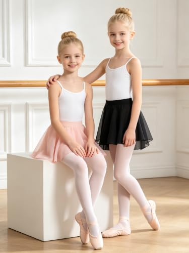 Girls Ballet Skirt Toddler Chiffon Dance Skirt - 4-6 Years, Black & Pink
