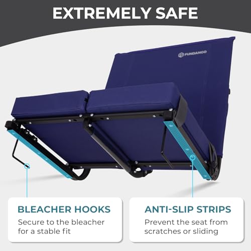 Blue Extra Wide Stadium Seat with Back Support - Folding Bleacher Chair, 1 Pack
