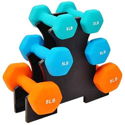 Fitvids Rubber Coated Hex Dumbbell Weight Set and Storage Rack, 100LB, 150LB or 200LB Set, 5-20 lbs, 5-25 lbs or 10-30 lbs Pairs