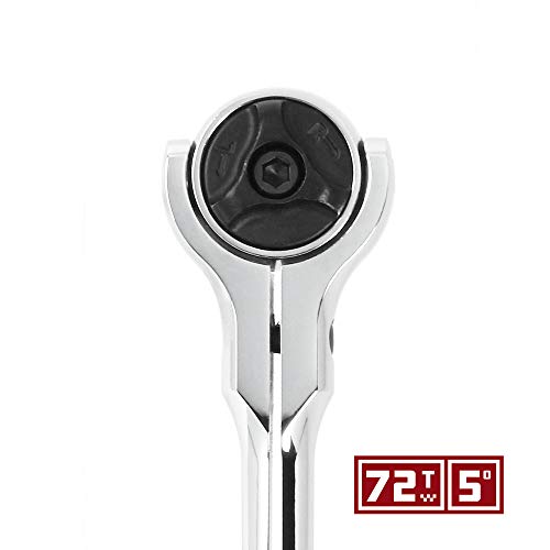 Powerbuilt 3/8 Inch Drive Swivel Head Ratchet - 72 Tooth, 5° Swing Compact Hand Tool