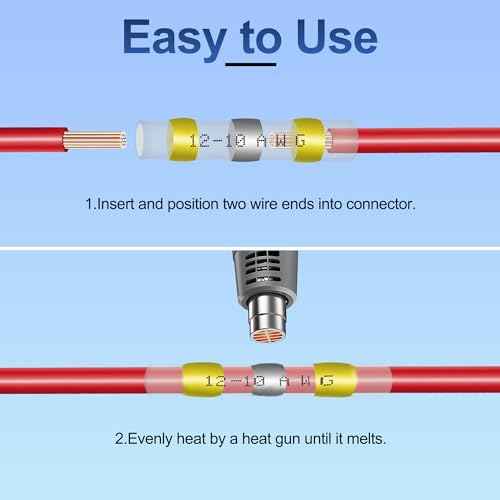 180Pcs Solder Seal Wire Connectors - Heat Shrink Butt Connectors Kit, Waterproof Marine Wiring Splice Terminal Gauge, Electrical Crimp, Trailer Wire - Heat Shrink Wire Connectors