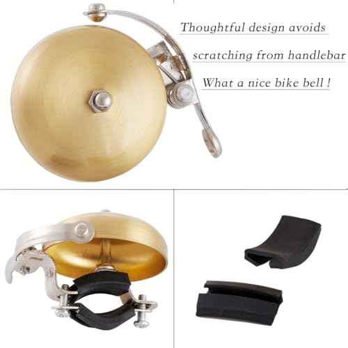 Bike Bell Bicycle Bell for Adult Bikes Brass Bike Bells Produced a Clear and Resonant Ringing Sound Fit for Handlebar 22.2-31.8mm City Bikes Cruisers Road Bikes MTB Bike Accessories