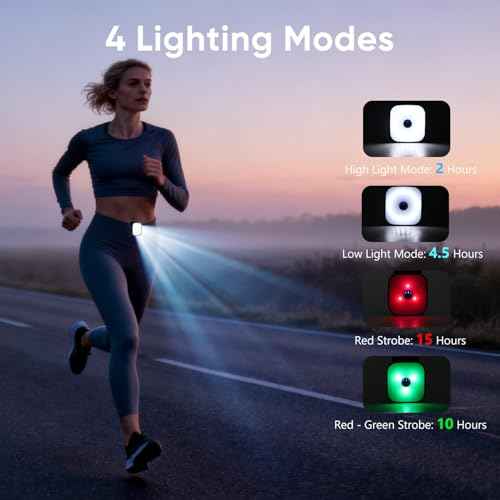 Running Lights for Runners, 2 Pack Mini Clip on Flashlight with 4 Modes, Rechargeable Safety LED Lights for Night Walking, Camping Light Gear for Hiking, Jogging, Dog Walking