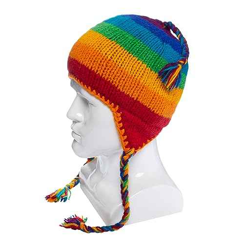 Hand Knit Sherpa Hat with Micro Fleece Lining and Eclectic Patterns, Handmade Winter Toque, Christmas Beanie, Made in Nepal