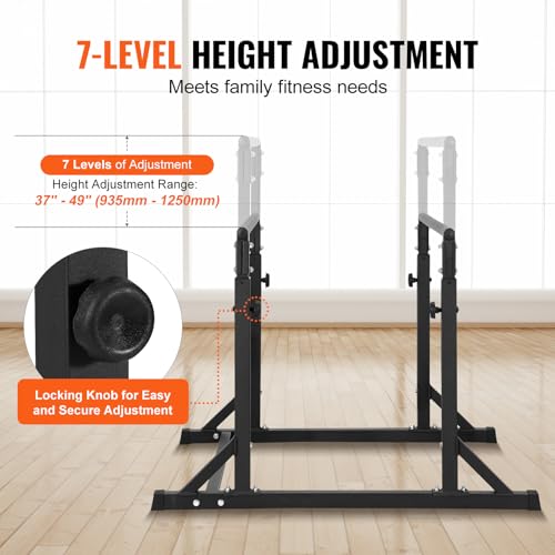 VEVOR Dip Bar, 800 lbs Capacity, Heave Duty Dip Stand Station with Adjustable Height, Fitness Workout Dip Bar Station Stabilizer Parallette Push Up Stand, Parallel Bars for Strength Training Home Gym