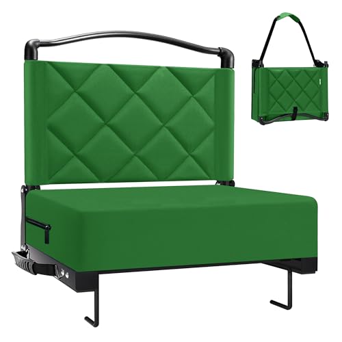 Green Stadium Seat with Back Support, 400lb Capacity, Foldable Bleacher Chair with Shoulder Strap - 1pc (Variation: Green / 1)