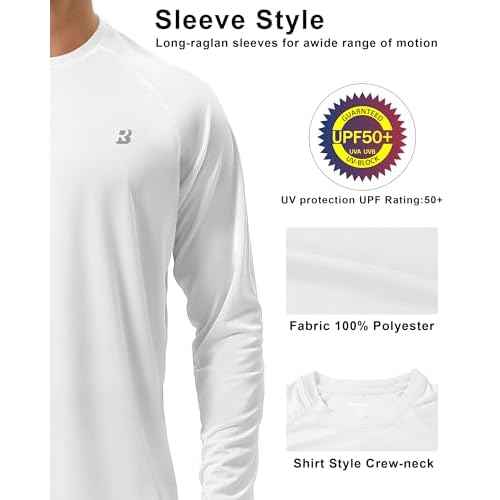 Roadbox Mens UPF 50+ UV Sun Protection Shirts Outdoor Long Sleeve SPF Rash Guard for Fishing Hiking Swimming Running