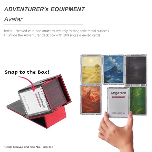 Mage Tech Adventurer Hero Modular Deck Box for MTG Commander - Black & Red - Includes Avatar Holder