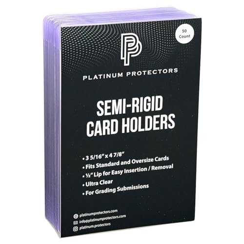 50 Pack Semi-Rigid Card Holders for Trading Cards - Standard Size, Graded Card Protection