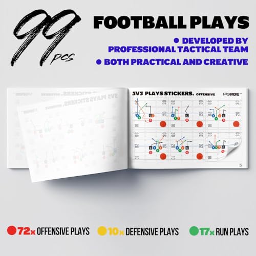 Youth Football Playbook Wristbands with 99 Tactic Stickers - 5 on 5 & 3 Cards Variation