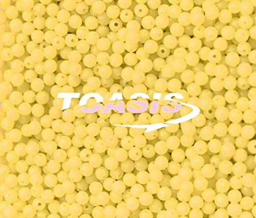 Yellow Toasis Round Hard Plastic Fishing Beads - 5 Sizes, 500pcs