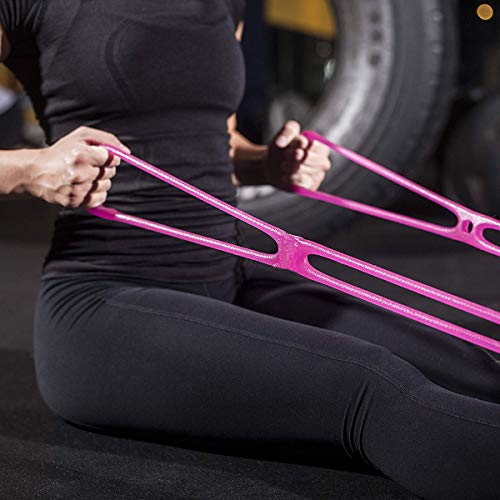 Pink 7 Ring Adjustable Resistance Exercise Band for Full Body Workout & Yoga
