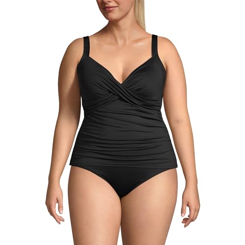 Lands' End Women's Chlorine Resistant Wrap Tankini Swimsuit Top