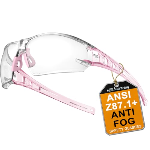 Small Safety Glasses Anti-Fog Protective Eyewear for Women and Youth - Clear Pink