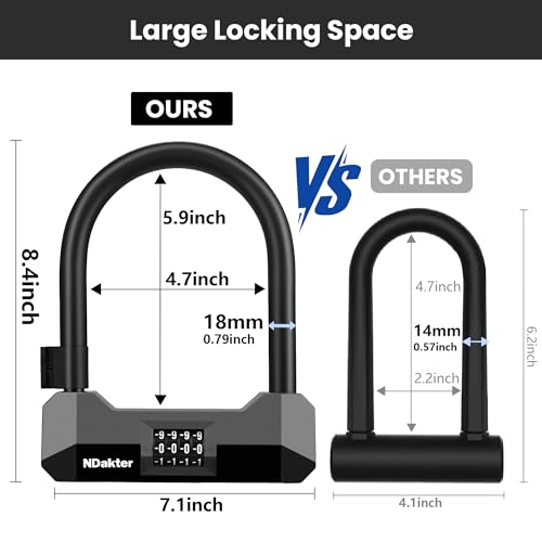 Heavy Duty Anti-Theft Bike U Lock with 5ft Steel Cable - Gray, Medium Variation