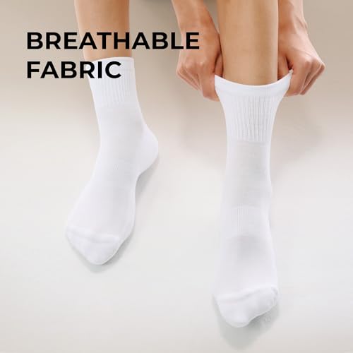 CS CELERSPORT Medium White 5 Pairs Mini Crew Ankle Socks for Women & Men