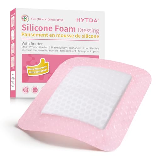 Pink Silicone Foam Wound Dressing 4x4 Inches - 10 Pack, Super Absorbent