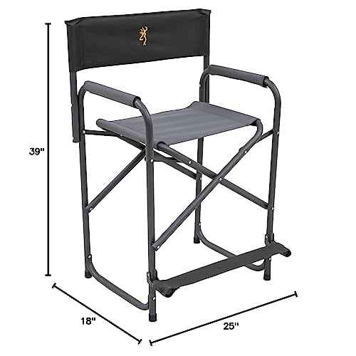 Browning Directors Chair - Outdoor Folding Chairs Made with Durable Fabric and Sturdy Aluminum/Steel Frame, with Extra Tall Seat and Flip-Down Footrest