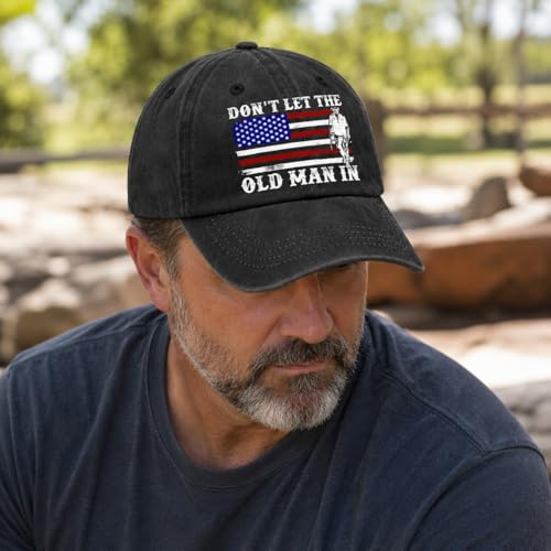 Don't Let The Old Man in Hat Motivational Baseball Cap - Retirement Gift for Men, One Size, All Black