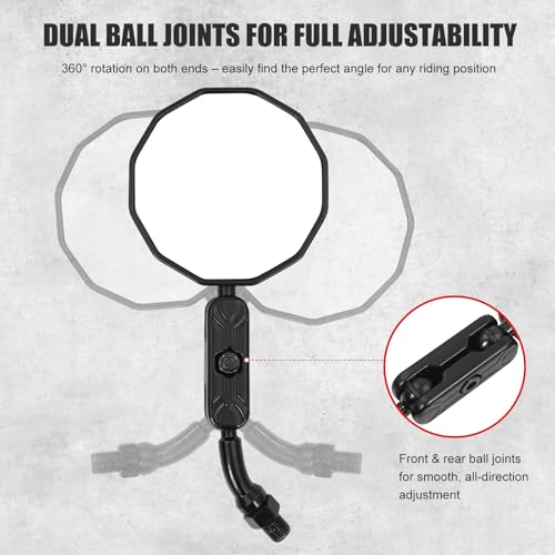 Bike Mirrors for Handlebar E-Bike Scooter Motorcycle 2 Pack - Wide-Angle